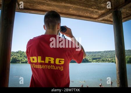 DLG Wasserrettung bei der Arbeit an der Ehmetsklinge (Heilbronn) Foto Stock