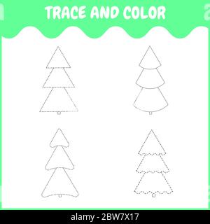 Traccia e colore. Gioco per bambini. Illustrazione Vettoriale