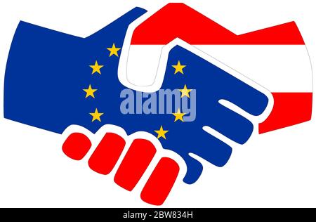 EU - Austria / Handshake, simbolo di accordo o di amicizia Foto Stock