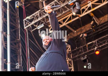 Michael Santiago Render, noto anche come "Killer Mike", si esibisce sul palco. Foto Stock