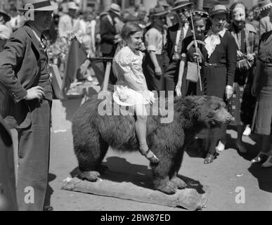 1930 BAMBINO ANONIMO SEDUTO SUL RETRO DI ORSO NERO IMBOTTITO URSUS AMERICANUS AL APPLE BLOSSOM FESTIVAL WINCHESTER VIRGINIA USA - ASPAP814 ASP001 HARS VIRGINIA FUMETTO STILE DI VITA STORIA CELEBRAZIONE FEMMINE EVENTO FARCITO STATI UNITI COPIA SPAZIO SIGNORE PERSONE STATI UNITI D'AMERICA FESTIVAL MASCHI INTRATTENIMENTO AMERICANA B&W NORD AMERICA BIZZARRO NORD AMERICAN HUMOROUS HAPPINESS WINCHESTER STRANA GROTTESCA ECCITAZIONE ZANY COMICO NON CONVENZIONALE SU ATTRAZIONE TAXIDERMY COMMEDIA WACKY IDIOSINCRATICO SHENANDOAH ANONIMO FIERE URSUS AMERICANUS DIVERTENTE ECCENTRICO GIOVANI MONTATI VA NERO E BIANCO Foto Stock