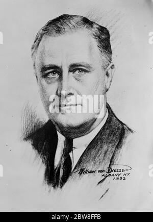 Franklin Delano Roosevelt , candidato democratico alla presidenza degli Stati Uniti . 5 novembre 1932 Foto Stock