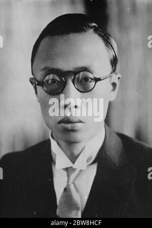 Imperatore cinese come presidente manchuriano . Il signor pu Yi , ultimo membro della famosa dinastia Manchu , che è capo dell' ultima repubblica del mondo . 27 gennaio 1933 Foto Stock