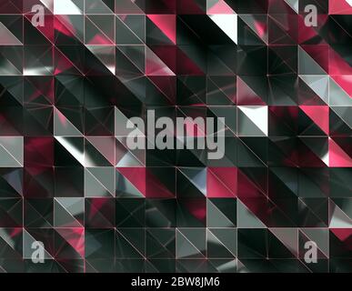 Carta da parati di superficie poligonale lucida rossa e nera Foto Stock