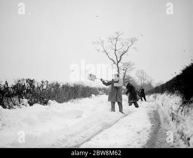 Scene di neve ( cancellazione via ) Eynsford . 1938 Foto Stock