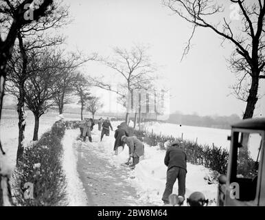 Scene di neve ( cancellazione via ) Eynsford . 1938 Foto Stock