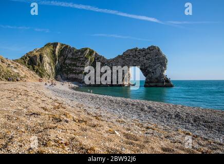 Tombstoning a Durble Door, Dorset UK Foto Stock