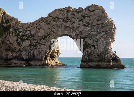 Tombstoning a Durble Door, Dorset UK Foto Stock