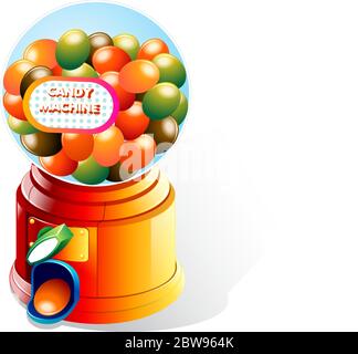 Illustrazione della macchina della caramella, con vettore di sfondo bianco Illustrazione Vettoriale