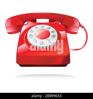 Immagine del vecchio telefono, con vettore di sfondo bianco Illustrazione Vettoriale