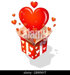 Immagine di un riquadro aperto con cuore, con vettore di sfondo bianco Illustrazione Vettoriale