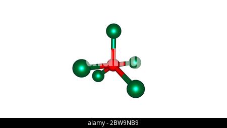 Il pentacloruro di fosforo è il composto chimico di formula PCL5. È uno dei cloruri di fosforo più importanti. illustrazione 3d Foto Stock