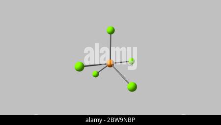 Il pentacloruro di fosforo è il composto chimico di formula PCL5. È uno dei cloruri di fosforo più importanti. illustrazione 3d Foto Stock