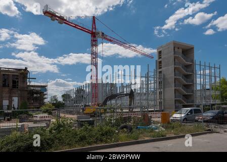 Cantiere di un parcheggio a più piani in un ex stabilimento, Hattersheim, Assia, Germania Foto Stock