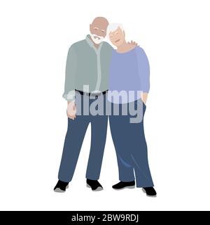 Coppia felice sambuco. Nonna e nonno anziani, titolare di una generazione di cartoni animati. Illustrazione vettoriale Illustrazione Vettoriale