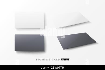 Mockup orizzontale bianco e nero di biglietti da visita vuoti su sfondo bianco Illustrazione Vettoriale