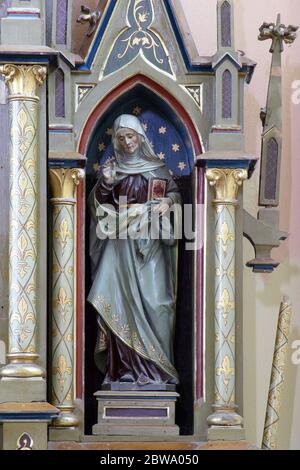 Statua di Sant'Anna sull'altare di nostra Signora nella chiesa di San Rocco a Luka, Croazia Foto Stock