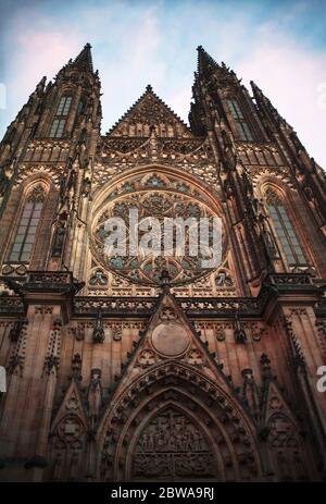 Cattedrale gotica di San Vito nel Castello di Praga, Repubblica Ceca Foto Stock