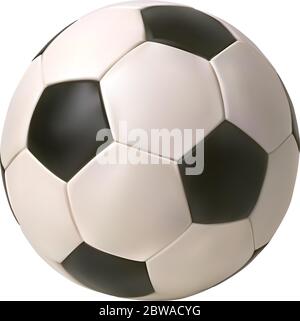 Pallone da calcio vettoriale realistico. Isolato su sfondo bianco. Illustrazione Vettoriale
