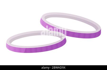 Anelli di cipolla tritati viola o rossi. Vegetale, crudo, cucina, cibo biologico concetto. Ingrediente Burger. Illustrazione vettoriale in stile cartoon piano Illustrazione Vettoriale