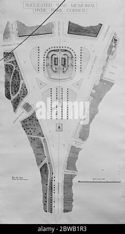 Proposto monumento nazionale di guerra per Hyde Park angolo . 14 luglio 1920 Foto Stock