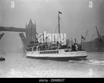 Il nuovo pacchetto vapore di Medway comppany' la nuova motonave del Royal Sovereign' 13 luglio 1937 Foto Stock