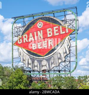 Il cartello della birra della cintura di grano, Minneapolis, Minnesota Foto Stock