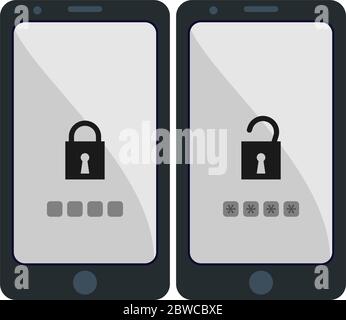 Illustrazione del vettore di sblocco dello smartphone Illustrazione Vettoriale