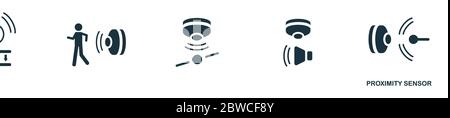 Sensore di prossimità e la relativa icona. Semplice elemento da sensori raccolta di icone. Creative sensore di prossimità icona, ui ux, applicazioni software e infographics Illustrazione Vettoriale