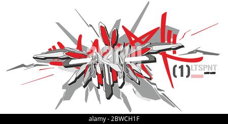 Testo astratto stile Slam Graffiti caratteri caratteri Illustrazione vettoriale Illustrazione Vettoriale