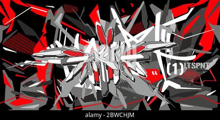 Testo astratto stile Slam Graffiti caratteri caratteri Illustrazione vettoriale Illustrazione Vettoriale