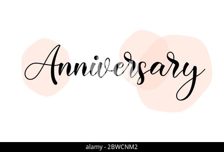 Parola di anniversario manoscritta con calligrafia personalizzata. Creative Word per logotipo, badge, icona, carta, cartolina, logo, banner con stelle colorate e SW Illustrazione Vettoriale