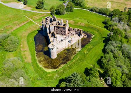 Veduta aerea del Castello di Caerlaverock a Dumfries e Galloway, Scozia, Regno Unito Foto Stock