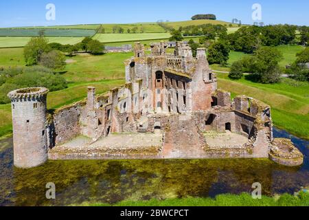 Veduta aerea del Castello di Caerlaverock a Dumfries e Galloway, Scozia, Regno Unito Foto Stock