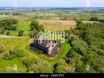 Veduta aerea del Castello di Caerlaverock a Dumfries e Galloway, Scozia, Regno Unito Foto Stock