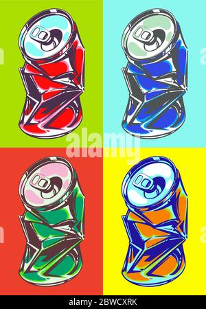 Lattina di menta di soda. Poster in stile pop art. Illustrazione Vettoriale