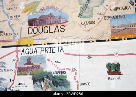 Downtown murale, Douglas, Cochise County, Arizona, Stati Uniti d'America Foto Stock