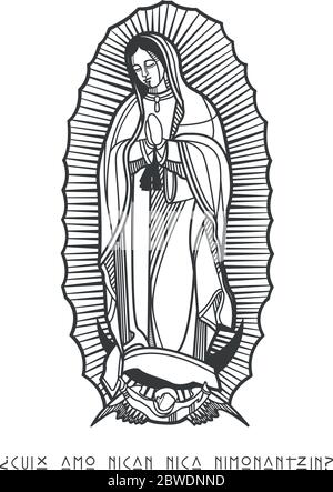Illustrazione o disegno digitale di nostra Signora di Guadalupe Illustrazione Vettoriale