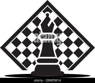 Concetto di strategia aziendale con figure di scacchi su una scacchiera moderno vettore illustrazione. Nero Figure di Scacchi pezzi illustrazione. Illustrazione Vettoriale