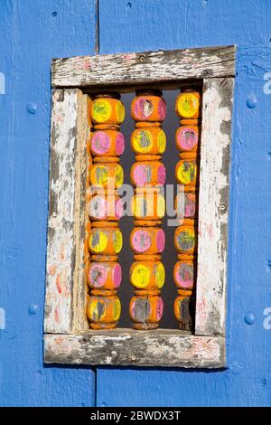Il Blue Door Dettaglio, Tubac, maggiore Regione di Tucson, Arizona, Stati Uniti d'America Foto Stock