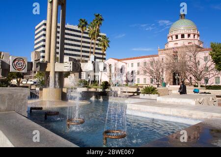 Sunset Park Fontana & Pima County Courthouse, Tucson, Arizona, Stati Uniti d'America Foto Stock