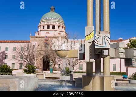 Sunset Park Fontana & Pima County Courthouse, Tucson, Arizona, Stati Uniti d'America Foto Stock