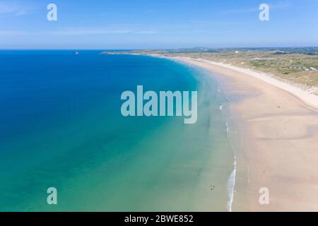 Fotografia aerea di Hayle Beach, Cornovaglia, Inghilterra Foto Stock