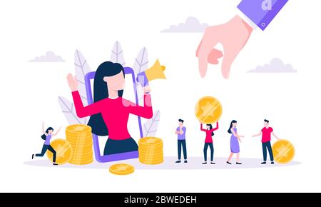 Programma di fidelizzazione disegno piatto concetto di illustrazione vettoriale. Illustrazione Vettoriale