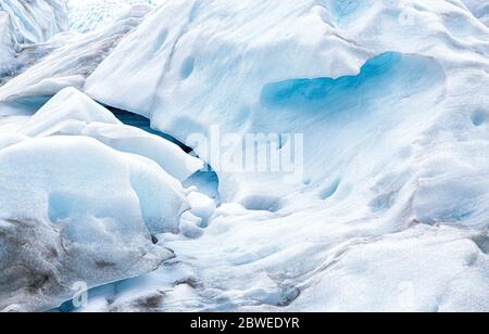 Fox Glacier, South Island, Nuova Zelanda, Oceania. Formazioni di ghiaccio sul ghiacciaio Fox. Foto Stock