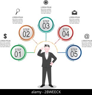Infografica Marketing Business Report con presentazione di businessman Illustrazione Vettoriale