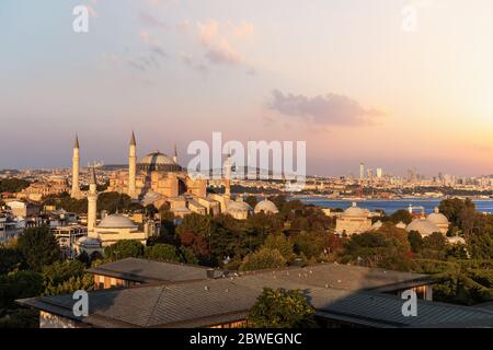 Hagia Sophia, Istanbul tetti e il Bosforo, Turchia Foto Stock