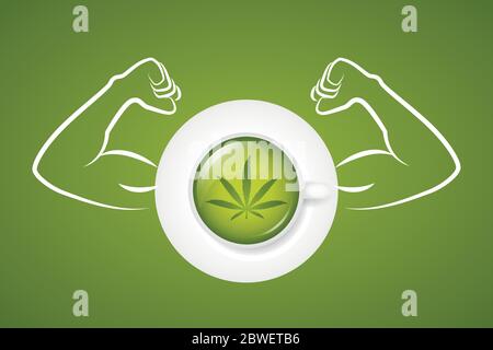 Tè forte di cannabis con braccio muscolare illustrazione vettoriale EPS10 Illustrazione Vettoriale