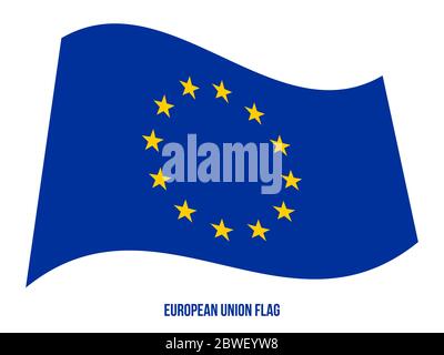 Unione Europea (UE) bandiera sventola illustrazione vettoriale su sfondo bianco. Foto Stock