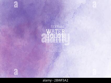 Sfondo dipinto a mano viola liquido colorante acquerello. Texture astratta vettore artistico utilizzato come elemento nel disegno decorativo di invitati Illustrazione Vettoriale
